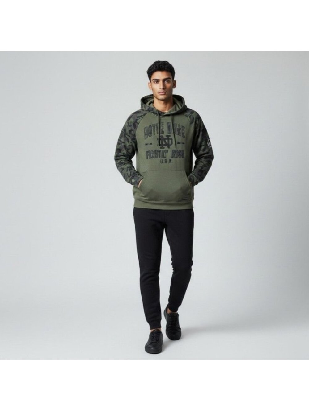 Mens Colosseum Olive/Camo Notre Dame Fighting Irish OHT Military Hoodie Sz L